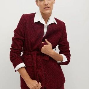MANGO Houndstooth wool-blend blazer